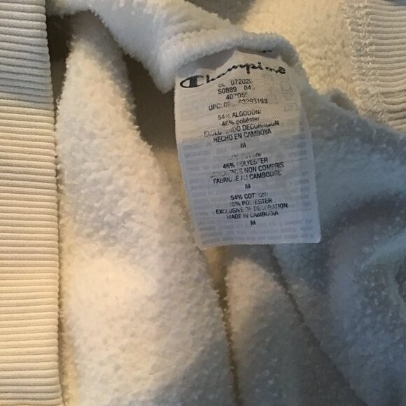CHAMPION - MENS WHITE LONG SLEEVE KANGAROO POCKET HODDIE SIZE MEDIUM - Picture 7 of 7